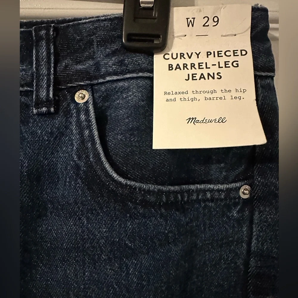 NWT! Madewell The Curvy Pieced Barrel-Leg Jean in McKinney Wash orig $148 - Picture 7 of 9